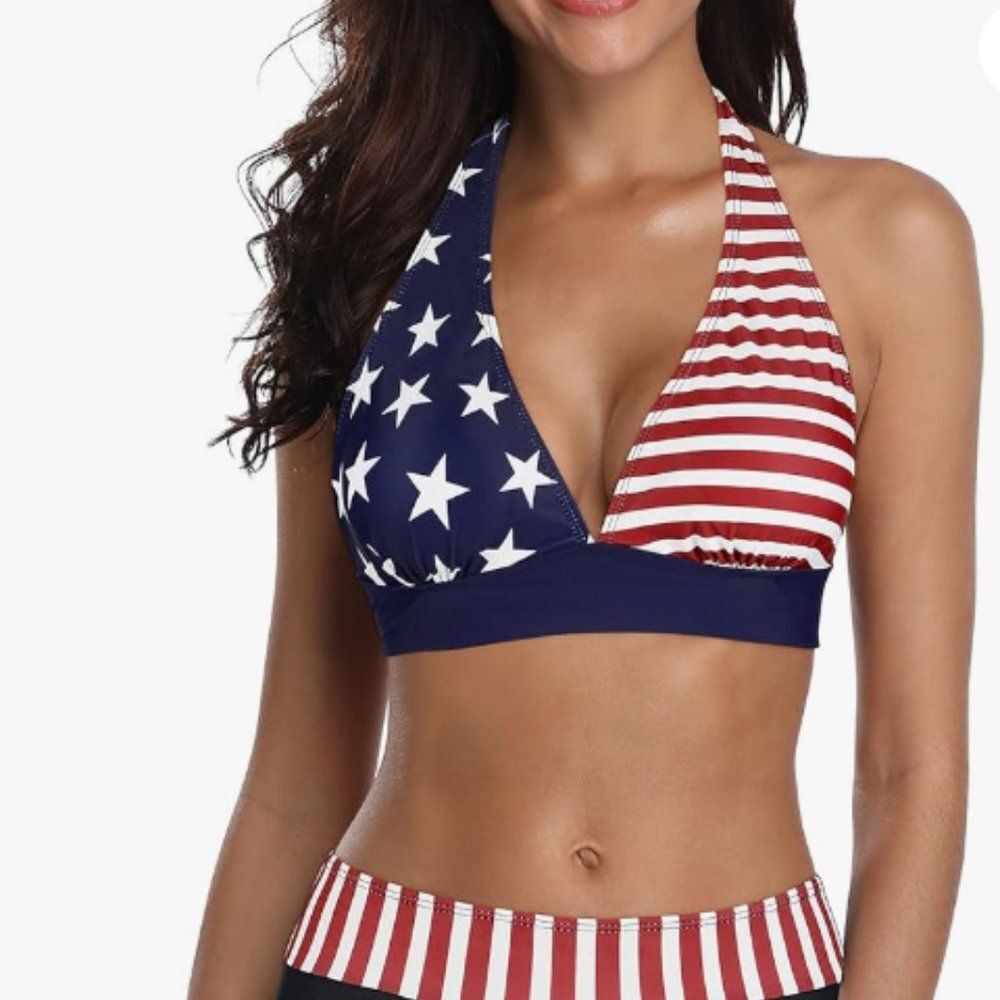 Women's Two Piece Halter Swimsuit Athletic American Trends Swimwear